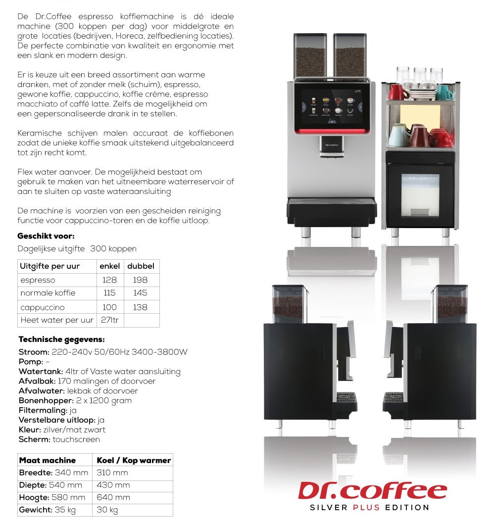 DR.COFFEE C12 Fully Automatic Coffee Machine, Espresso Machine With Ceramic  Flat Burrs, 9 Grind Size Options, 7” HD Large Touchscreen, 4 Water Tank